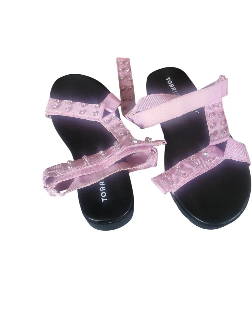 torrid Pink Crystal-Embellished Strappy Flat Sandals - Picture 8 of 10